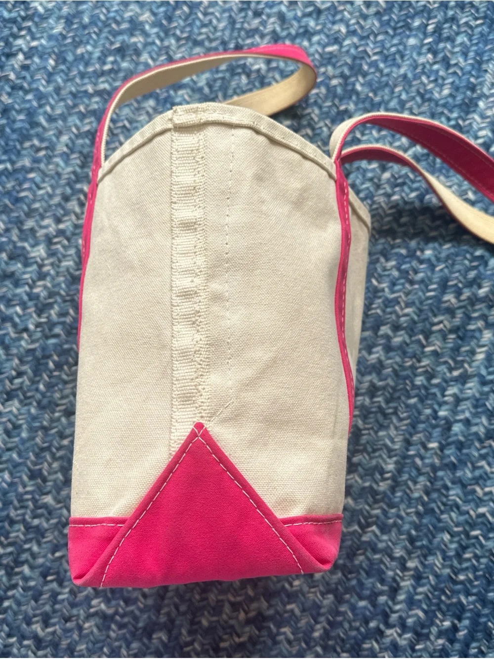 LL Bean boat and tote medium tote hot pink long handles